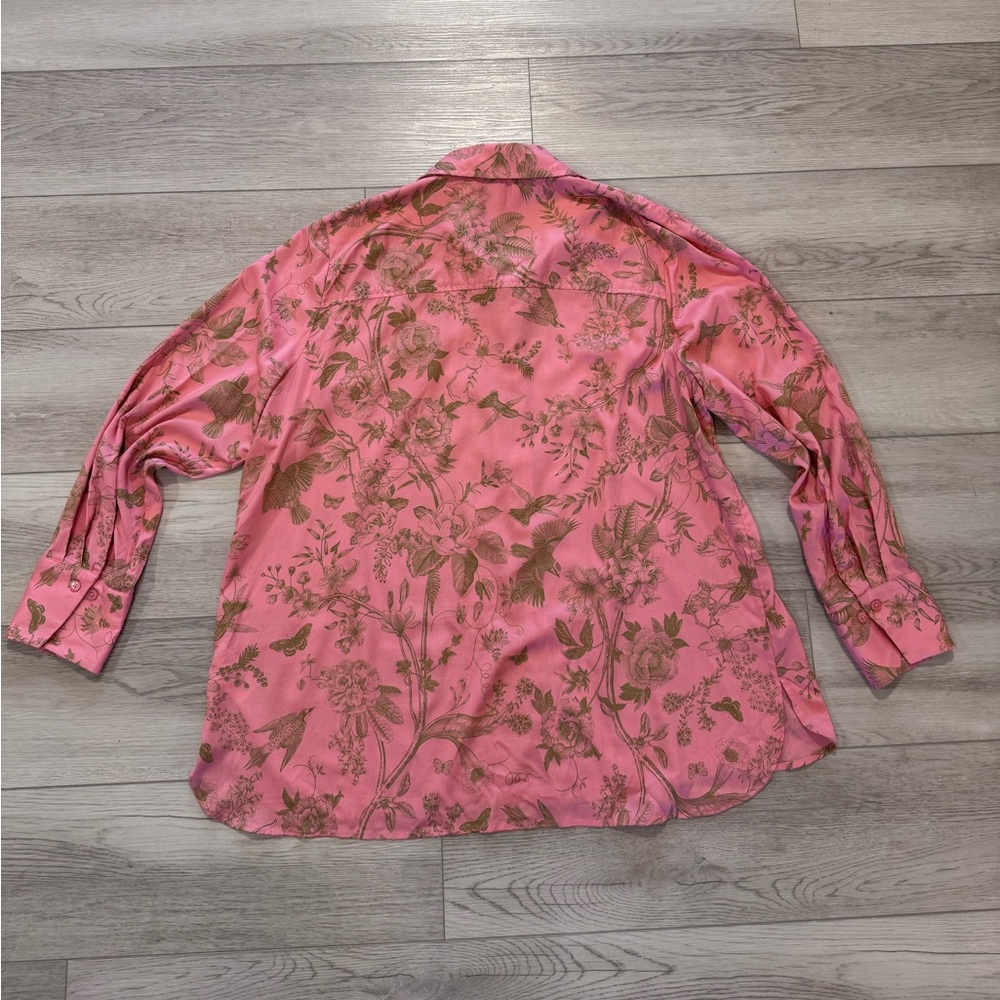 NWT BEAUTIFUL Lawrence Zarian Tunic Top XL Hummingbird Butterfly Pink Green QVC - Picture 15 of 15